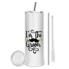 Tumbler stainless steel 600ml, with metal straw & cleaning brush