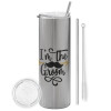 Tumbler stainless steel Silver 600ml, with metal straw & cleaning brush