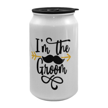 I'm the groom mustache, Κούπα ταξιδιού μεταλλική με καπάκι (tin-can) 500ml