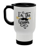 I'm the groom mustache, Stainless steel travel mug with lid, double wall (warm) white 450ml