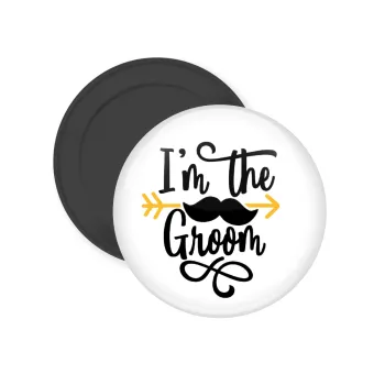 I'm the groom mustache, Μαγνητάκι ψυγείου στρογγυλό διάστασης 5cm