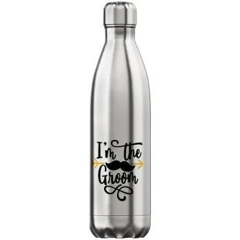 I'm the groom mustache, Inox (Stainless steel) hot metal mug, double wall, 750ml