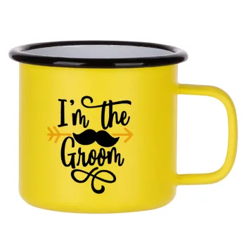 I'm the groom mustache, Metallic enamel MATT Yellow cup 360ml