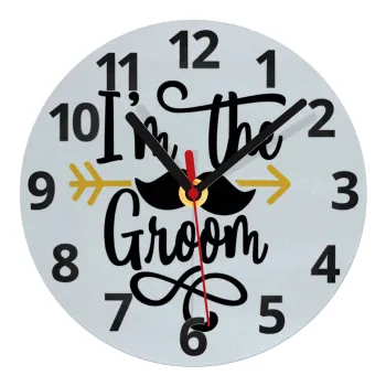 I'm the groom mustache, Ρολόι τοίχου γυάλινο (20cm)