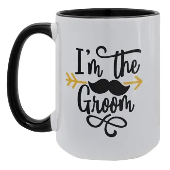 I'm the groom mustache, Κούπα Mega 15oz, κεραμική Μαύρη, 450ml