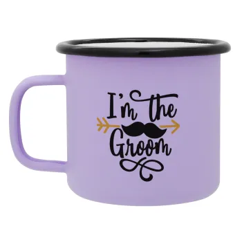 I'm the groom mustache, Κούπα Μεταλλική εμαγιέ ΜΑΤ Light Pastel Purple 360ml