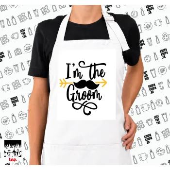 I'm the groom mustache, Ποδιά μακριά Σεφ ολόσωμη με τσέπες white (ΕΝΗΛΙΚΩΝ)