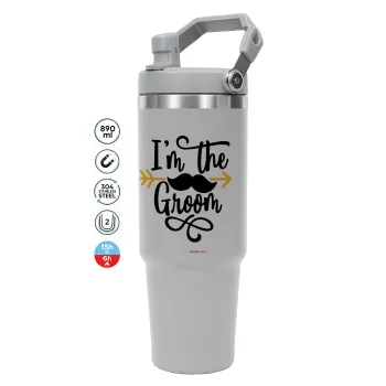 I'm the groom mustache, GREY color, 890ml (30oz) stainless Steel Tumbler with Handle