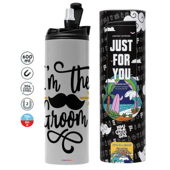 I'm the groom mustache, Tumbler stainless steel GREY 600ml