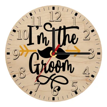 I'm the groom mustache, Ρολόι τοίχου ξύλινο plywood (20cm)