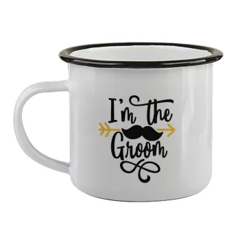 I'm the groom mustache, Κούπα εμαγιέ με μαύρο χείλος 360ml