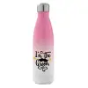 Metal mug thermos Pink/White (Stainless steel), double wall, 500ml