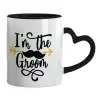 Mug heart black handle, ceramic, 330ml
