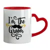Mug heart red handle, ceramic, 330ml