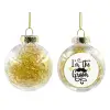 Transparent Christmas tree ball ornament with gold filling 8cm