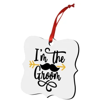 I'm the groom mustache, Christmas ornament polygon wooden 7.5cm