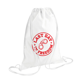Last day freedom, Τσάντα πλάτης πουγκί GYMBAG λευκή (28x40cm)