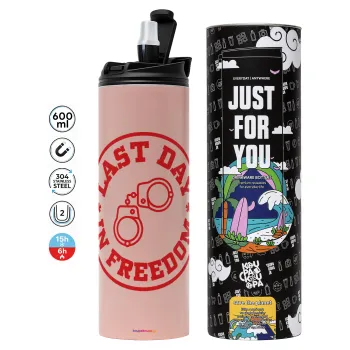 Last day freedom, Tumbler stainless steel PINK 600ml