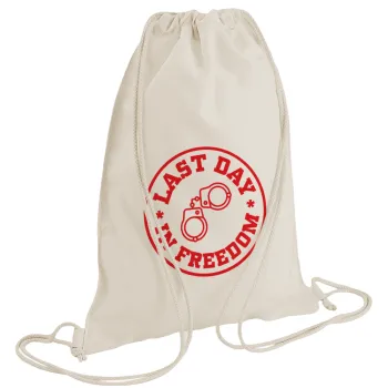 Last day freedom, Backpack bag GYMBAG natural (28x40cm)