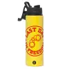 Metallic water bottle with safety lid, 850ml aluminum