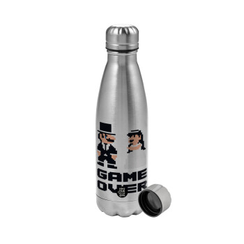 8bit Game Over Couple Wedding, Metallic water bottle, stainless steel, 750ml
