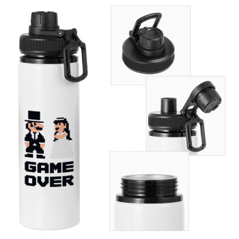 8bit Game Over Couple Wedding, Metal water bottle with safety cap, aluminum 850ml
