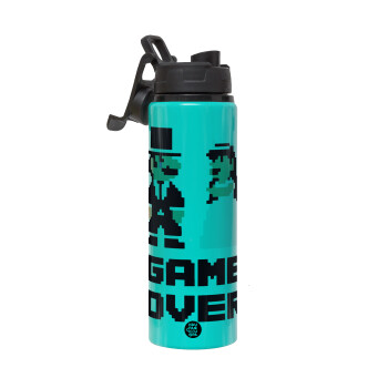 8bit Game Over Couple Wedding, Metallic water bottle with safety lid, 850ml aluminum