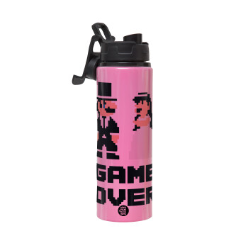 8bit Game Over Couple Wedding, Metallic water bottle with safety lid, 850ml aluminum