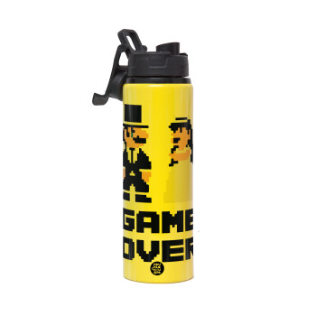 8bit Game Over Couple Wedding, Metallic water bottle with safety lid, 850ml aluminum