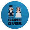 8bit Game Over Couple Wedding, Επιφάνεια κοπής γυάλινη στρογγυλή (30cm)