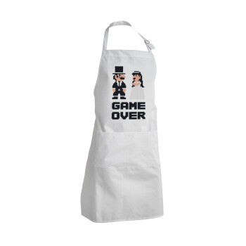 8bit Game Over Couple Wedding, Adult Chef Apron (with sliders and 2 pockets)