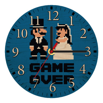 8bit Game Over Couple Wedding, Ρολόι τοίχου ξύλινο plywood (20cm)