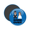 8bit Game Over Couple Wedding, Μαγνητάκι ψυγείου στρογγυλό διάστασης 5cm