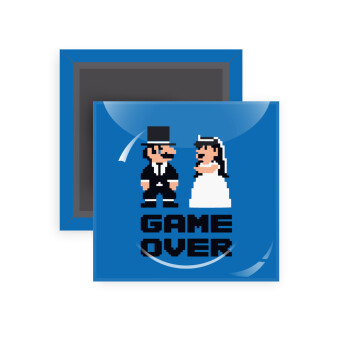 8bit Game Over Couple Wedding, Μαγνητάκι ψυγείου τετράγωνο διάστασης 5x5cm