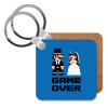 8bit Game Over Couple Wedding, Μπρελόκ Ξύλινο τετράγωνο MDF