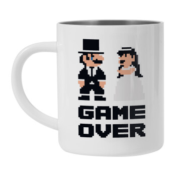 8bit Game Over Couple Wedding, Mug Stainless steel double wall 300ml