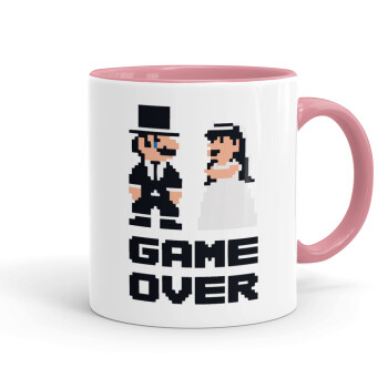 8bit Game Over Couple Wedding, Mug colored pink, ceramic, 330ml