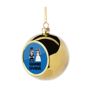 8bit Game Over Couple Wedding, Χριστουγεννιάτικη μπάλα δένδρου Χρυσή 8cm