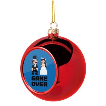 8bit Game Over Couple Wedding, Χριστουγεννιάτικη μπάλα δένδρου Κόκκινη 8cm
