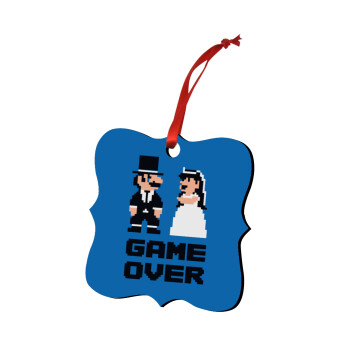 8bit Game Over Couple Wedding, Χριστουγεννιάτικο στολίδι polygon ξύλινο 7.5cm