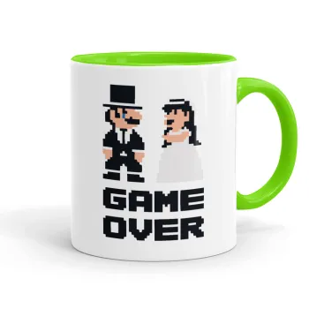 8bit Game Over Couple Wedding, Κούπα χρωματιστή βεραμάν, κεραμική, 330ml