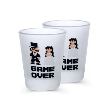 8bit Game Over Couple Wedding, Σφηνοπότηρα γυάλινα 45ml του πάγου (2 τεμάχια)