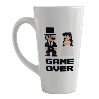 8bit Game Over Couple Wedding, Κούπα κωνική Latte Μεγάλη, κεραμική, 450ml