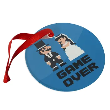 8bit Game Over Couple Wedding, Christmas ornament glass 9cm