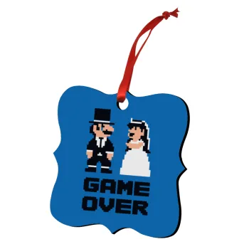 8bit Game Over Couple Wedding, Christmas ornament polygon wooden 7.5cm