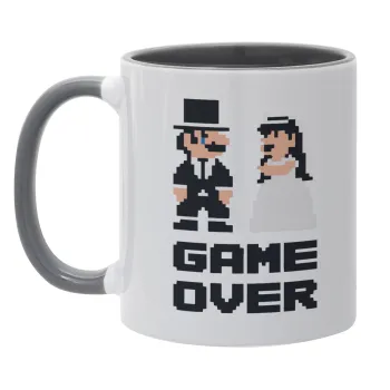 8bit Game Over Couple Wedding, Κούπα χρωματιστή γκρι, κεραμική, 330ml