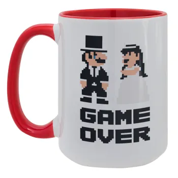 8bit Game Over Couple Wedding, Κούπα Mega 15oz, κεραμική Κόκκινη, 450ml