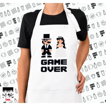 8bit Game Over Couple Wedding, Ποδιά μακριά Σεφ ολόσωμη με τσέπες white (ΕΝΗΛΙΚΩΝ)