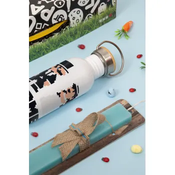 8bit Game Over Couple Wedding, Πασχαλινή Λαμπάδα με παγούρι μεταλλικό (620ml, stainless steel) & κερί αρωματικό πλακέ (30cm) (ΤΙΡΚΟΥΑΖ)