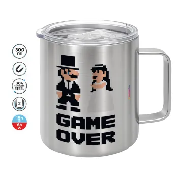 8bit Game Over Couple Wedding, Mug Stainless steel double wall 300ml